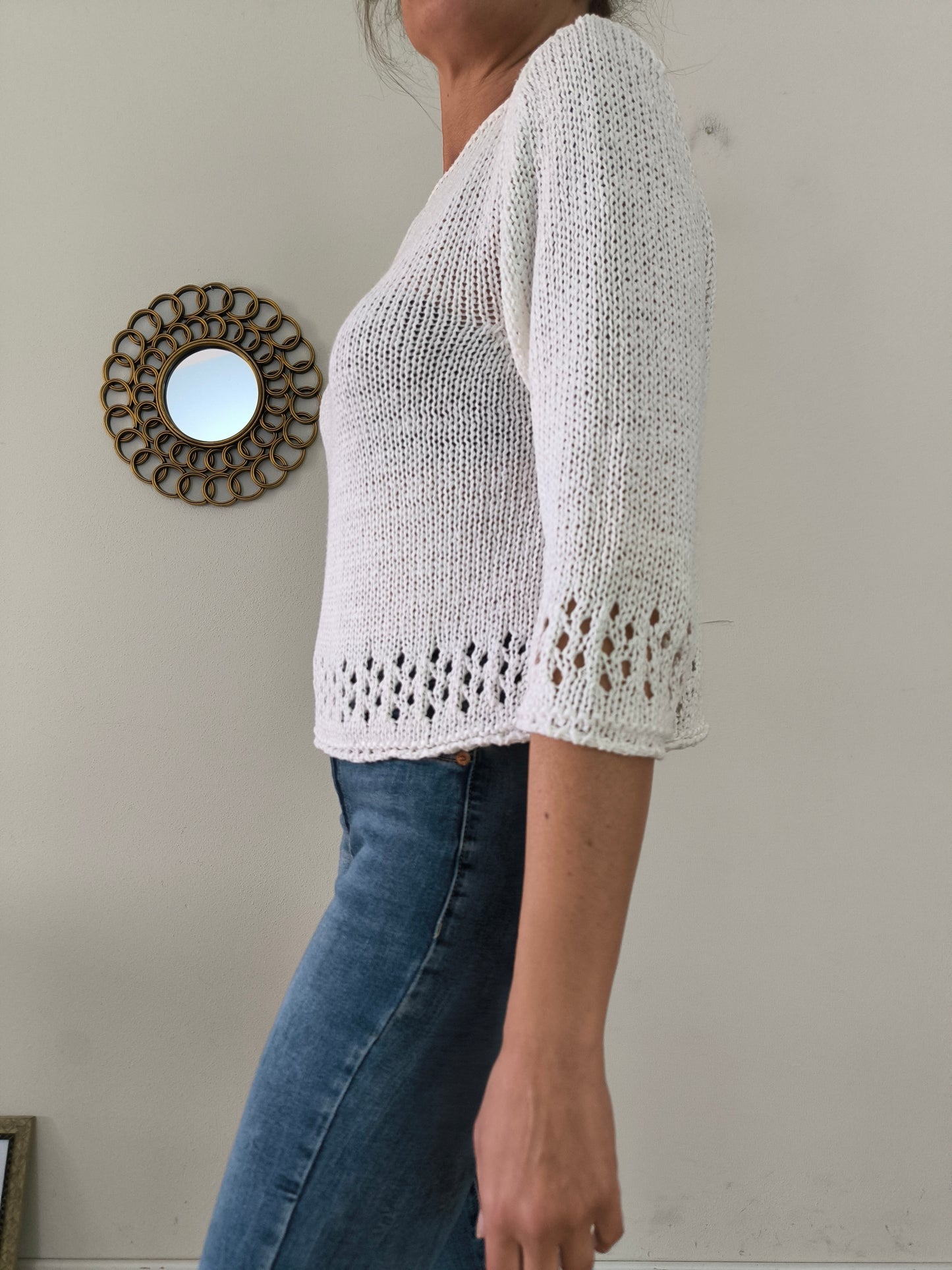 Maglioncino in cotone bianco tg M/L
