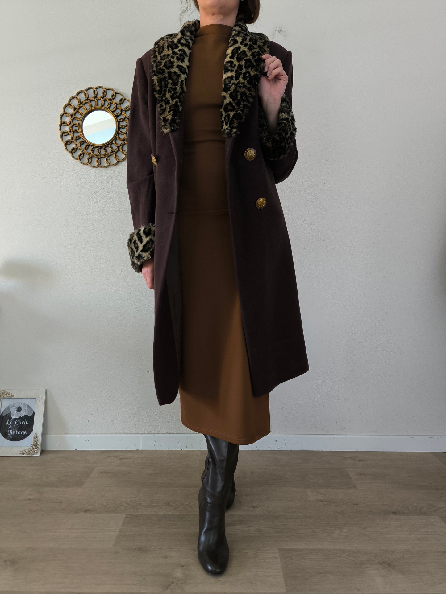 Cappotto anni 40 con pelliccia leopardata