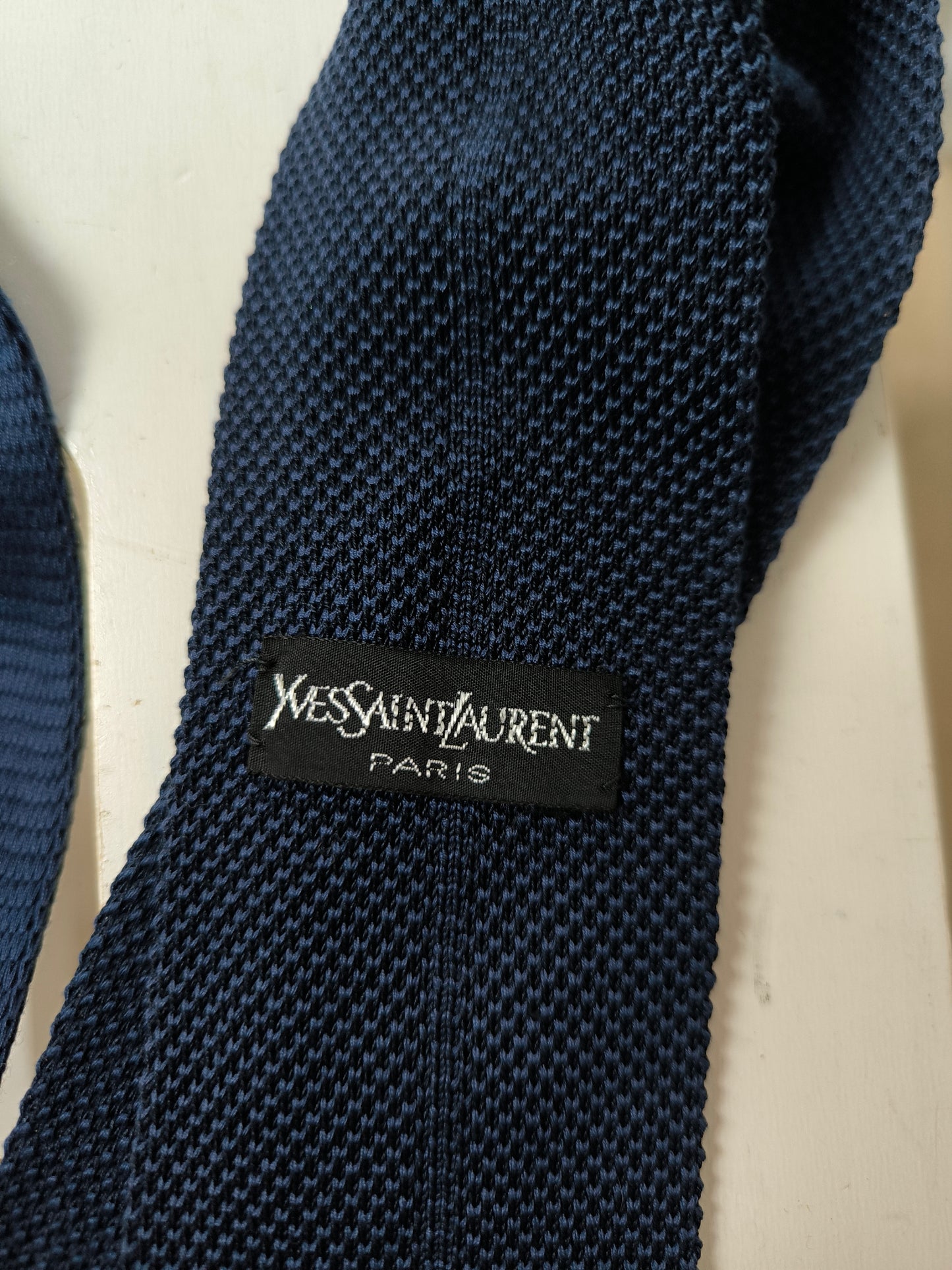 Cravatta Yves Saint Laurent blu cotone