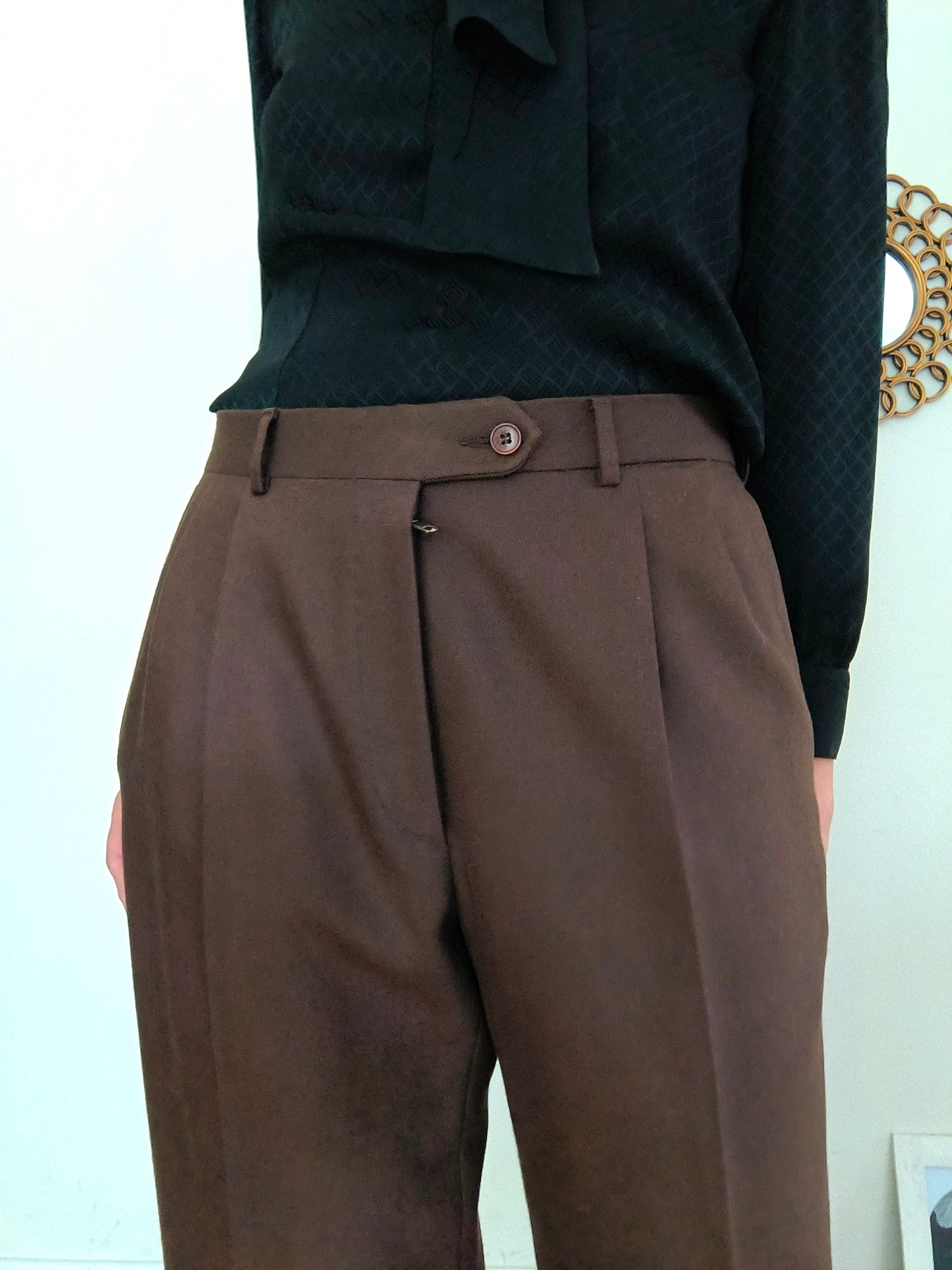 Pantalone marrone pura lana vergine tg 44