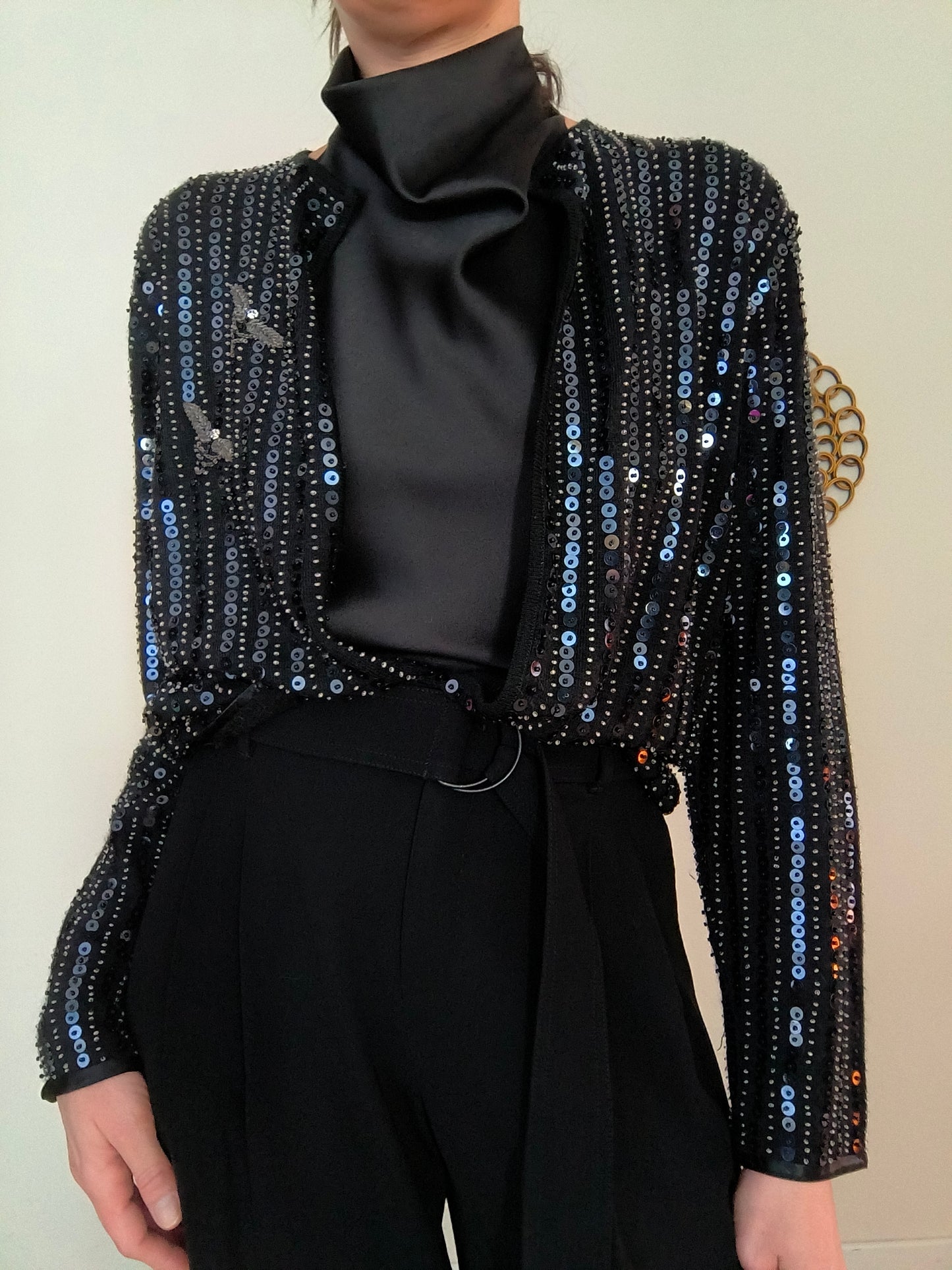 Cardigan vintage nero con paillettes Il Forziere di Rita Venezia
