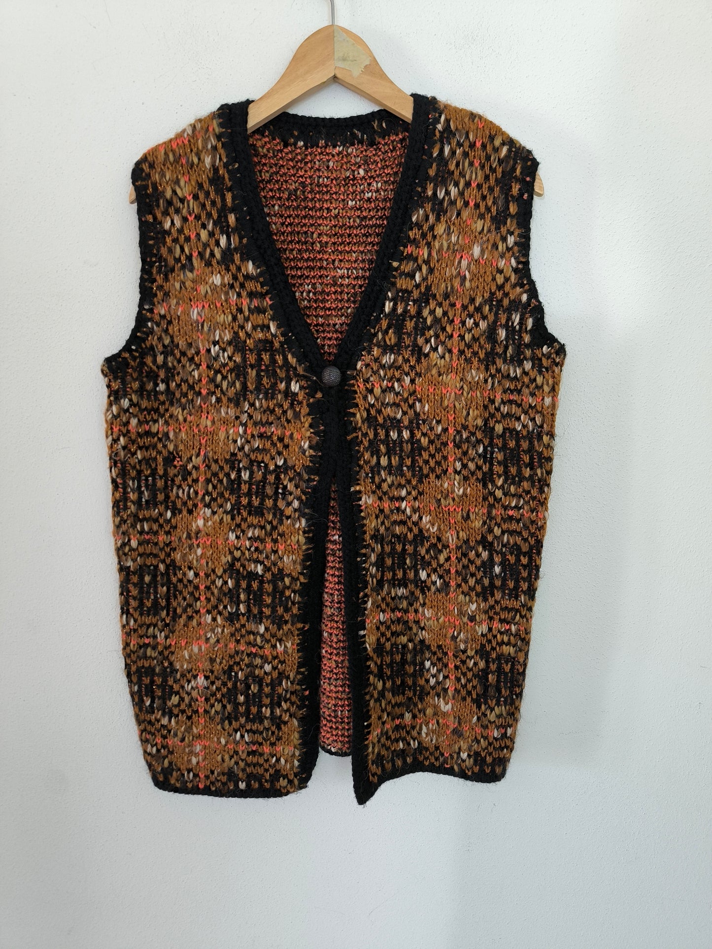Gilet handknitted melange marrone