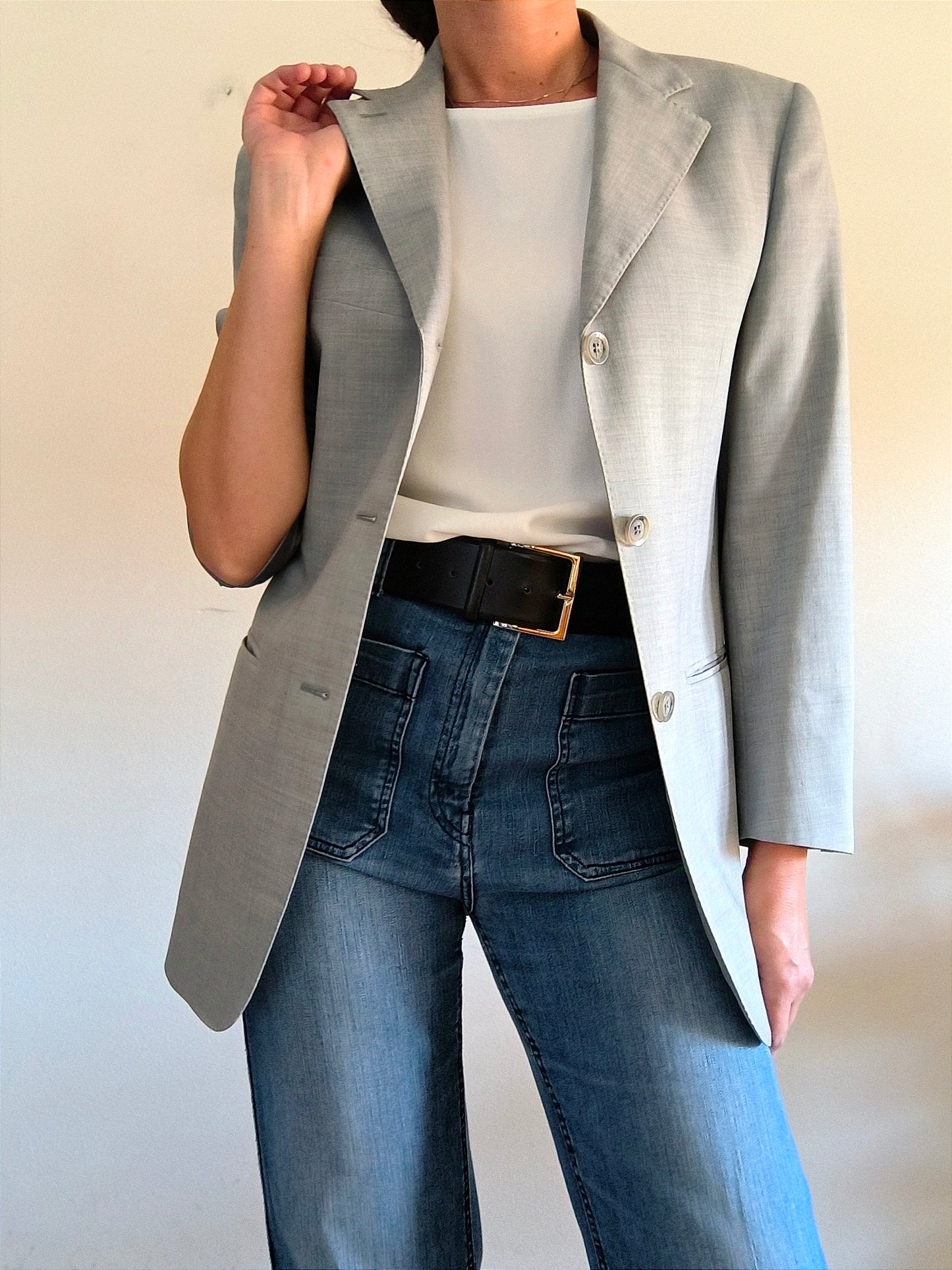 Blazer vintage pura lana grigio tg 44