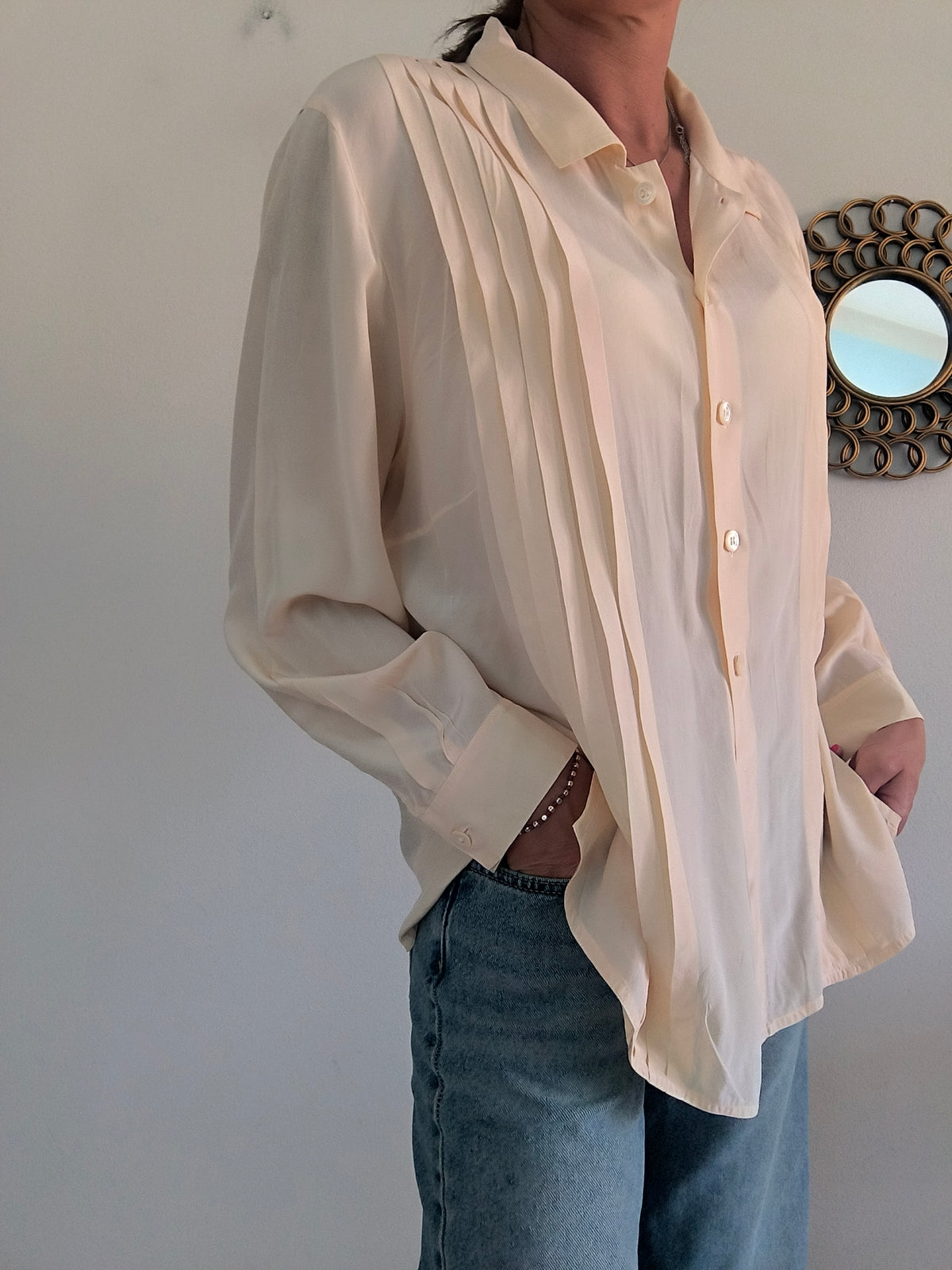 Camicia pura seta panna