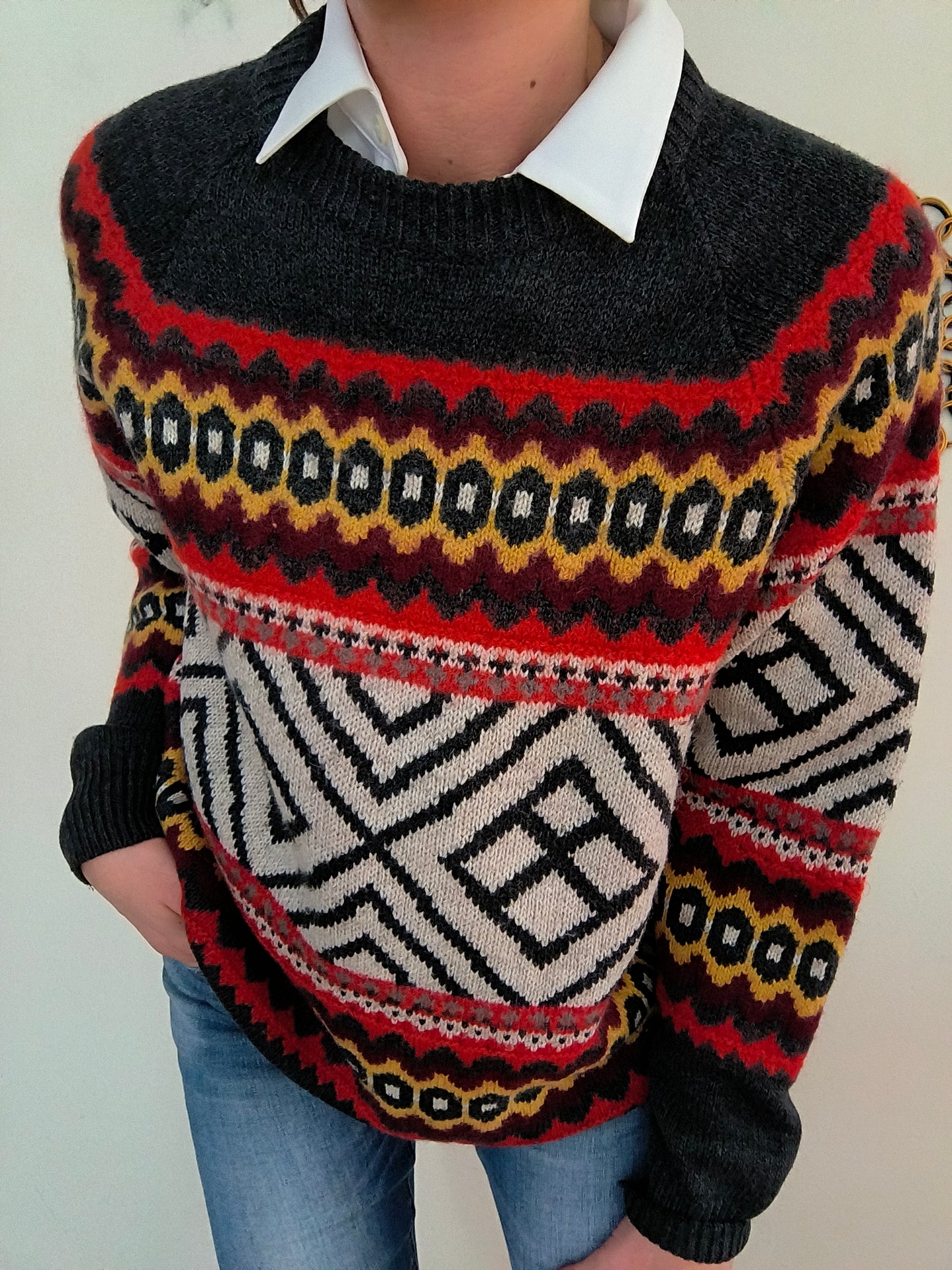 Maglione in lana Motor Oil unisex colorato