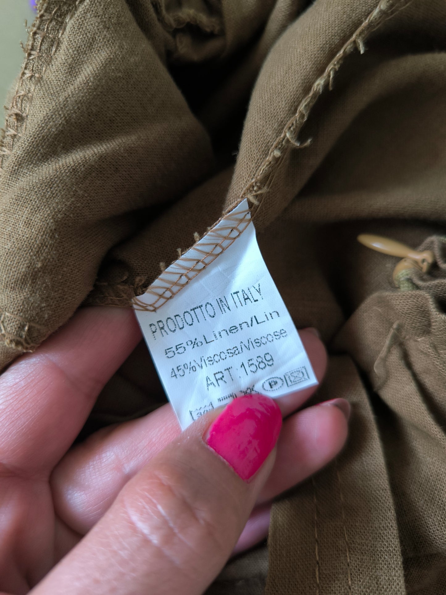 Pantalone ampio marrone in lino e viscosa