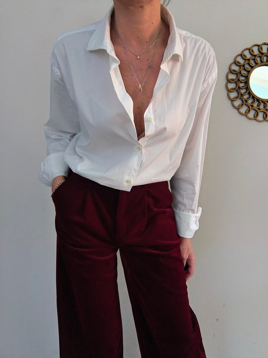 Camicia Doppelganger bianca maschile/unisex in cotone
