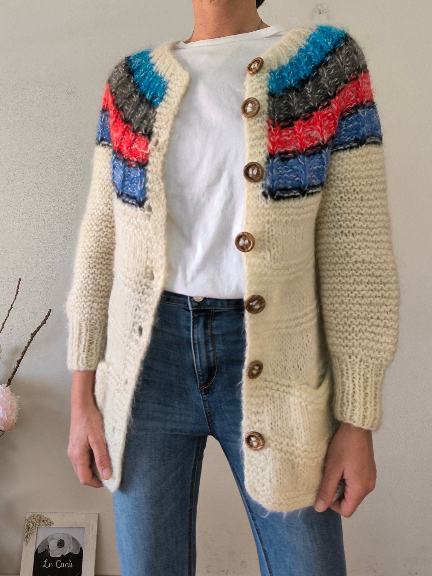 Cardigan norvegese in lana fatto a mano